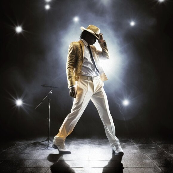 Michael Jackson On Stage Silhouette Watercolor Oil Painting Print - Picture 2 of 5